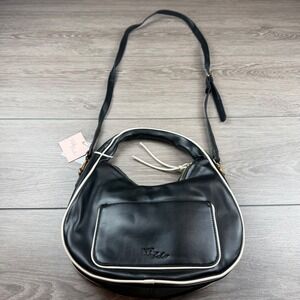 Mali + Lili Womens Vegan Leather Crossbody Hobo Bag Black OS